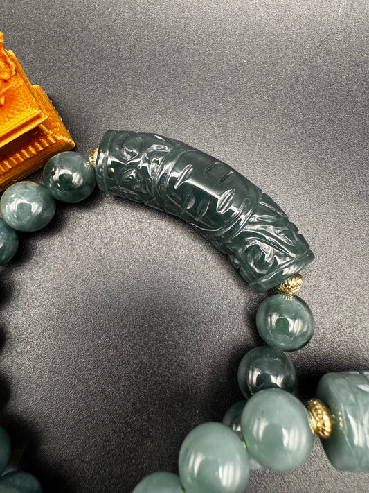 Blue Water Jade Half Bangle