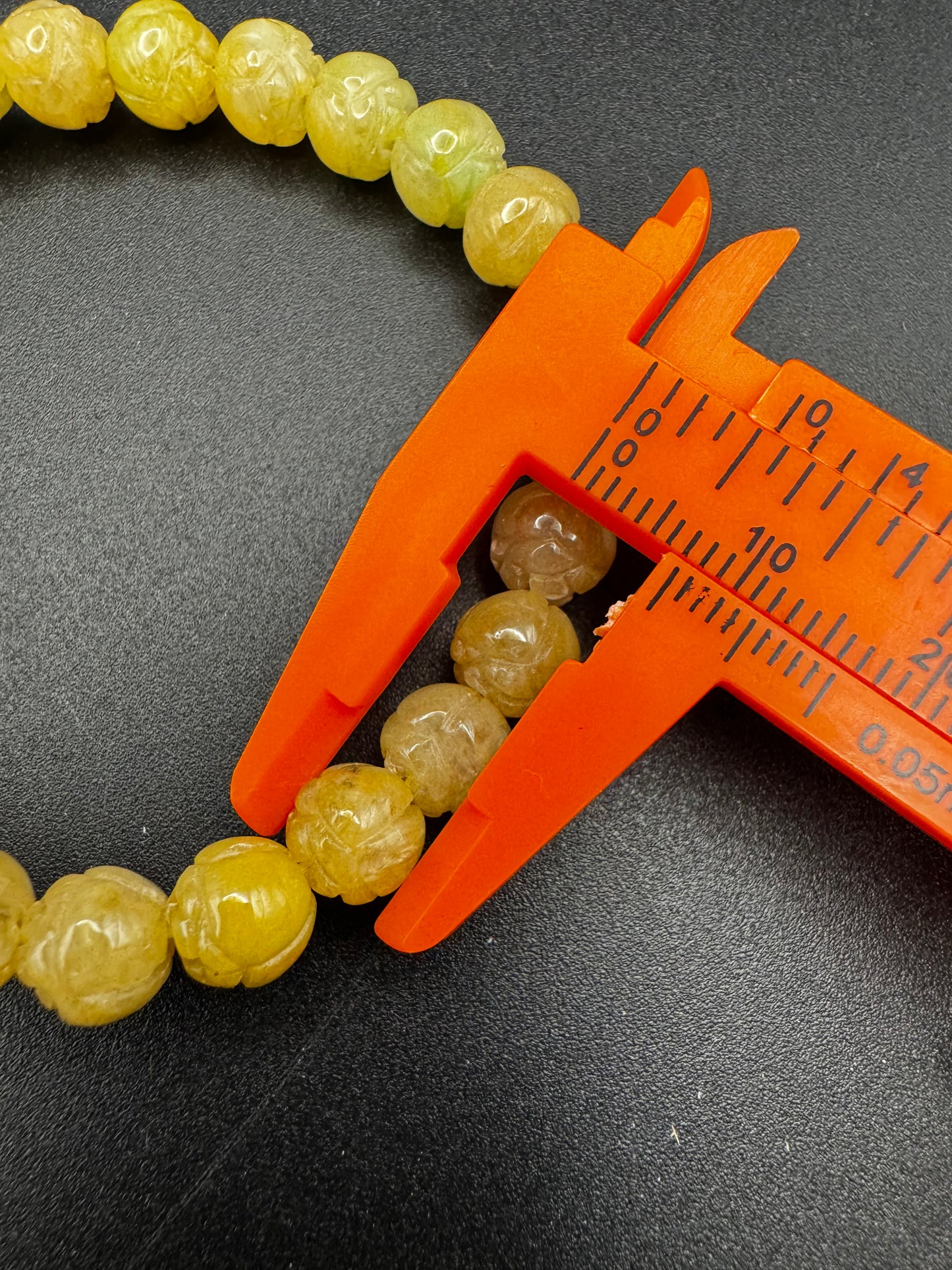 Yellow Jade Lotus Carved Bead Bracelet