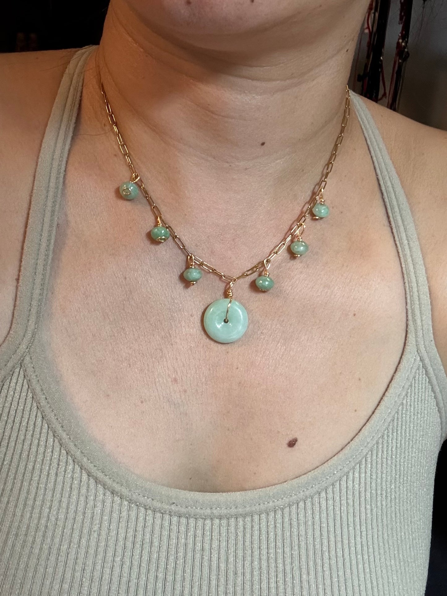 Jade Donut Drop Necklace
