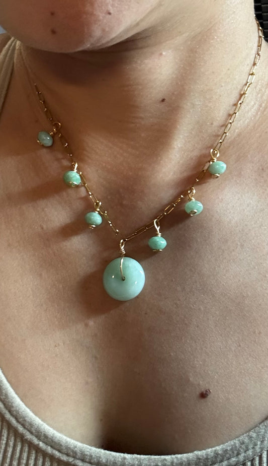 Jade Donut Drop Necklace