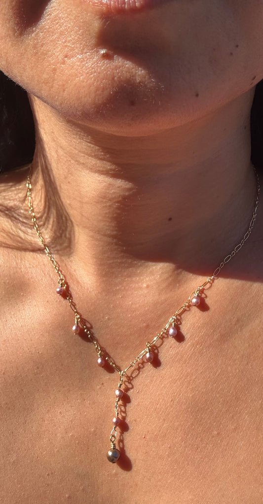 Fresh water pearls on a gold filled chain
