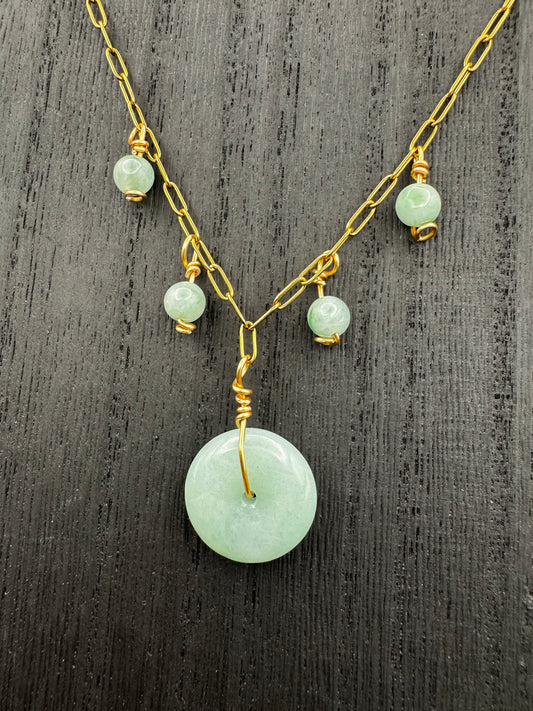 Jade Donut Drop Necklace
