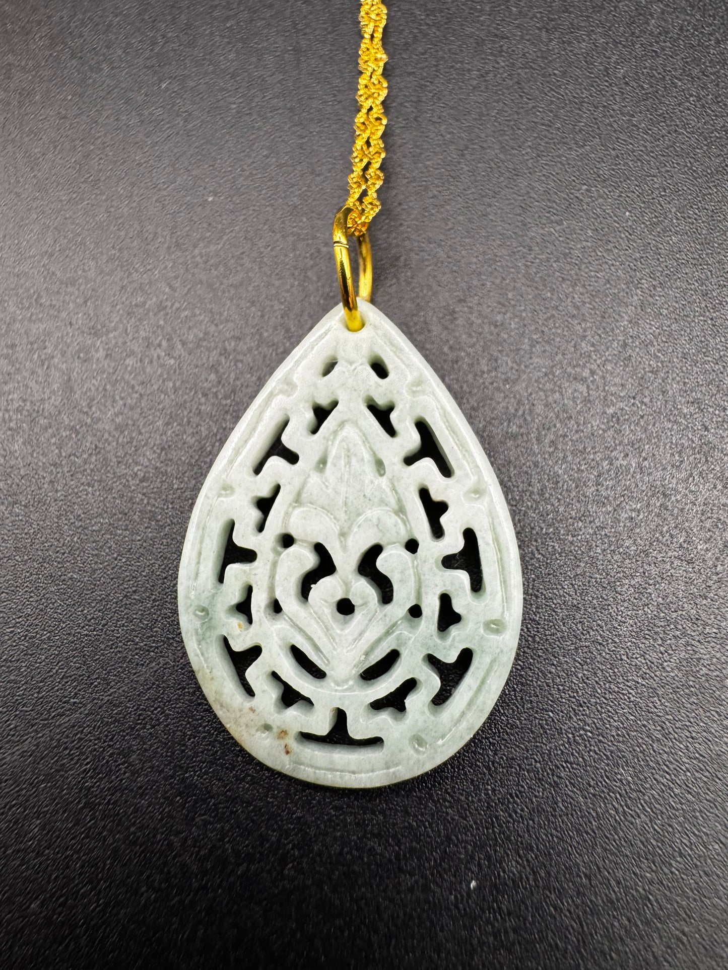 Tear Shaped and Carved Jade Pendant