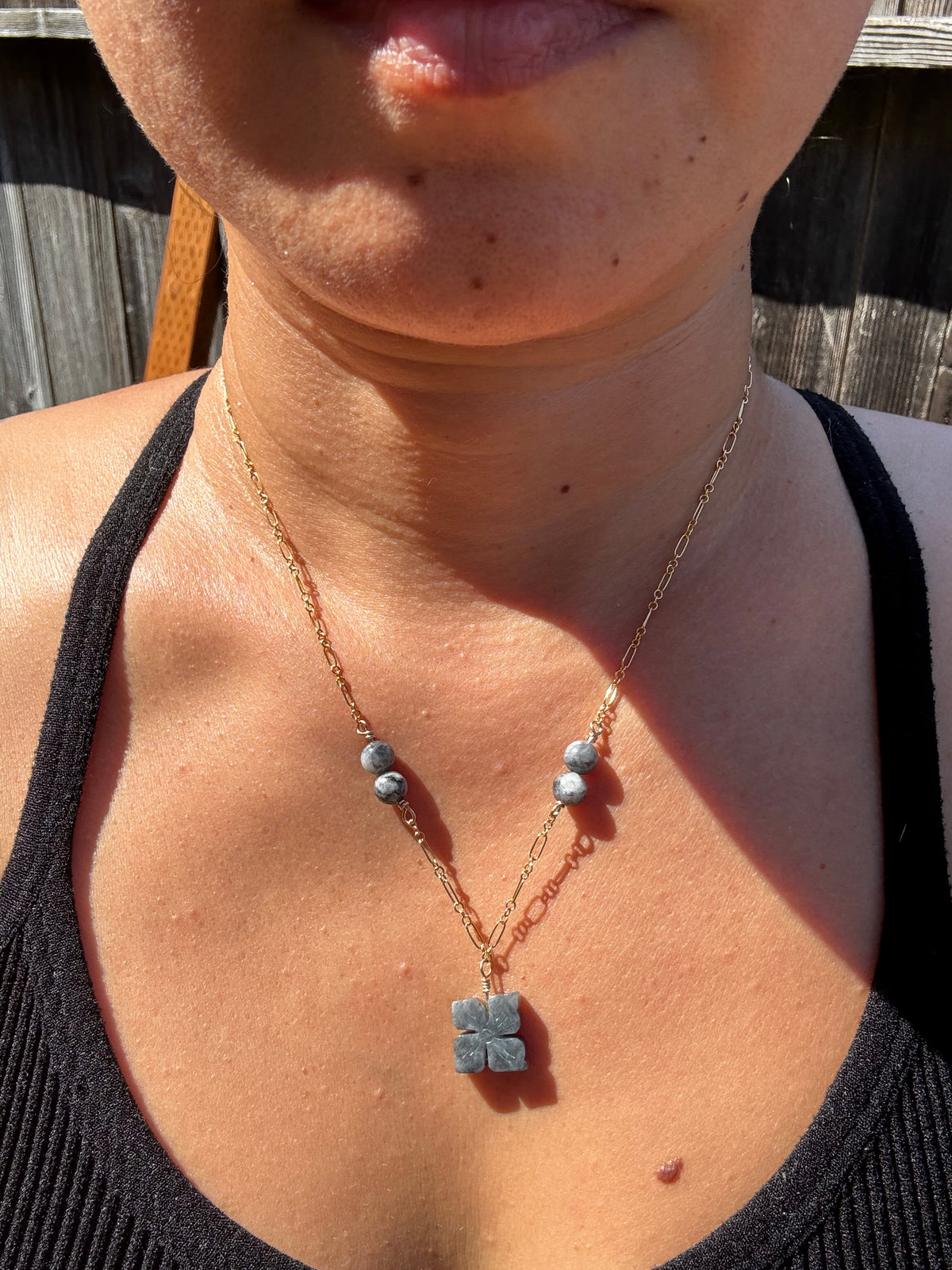 Wuji Jade on gold filled necklace