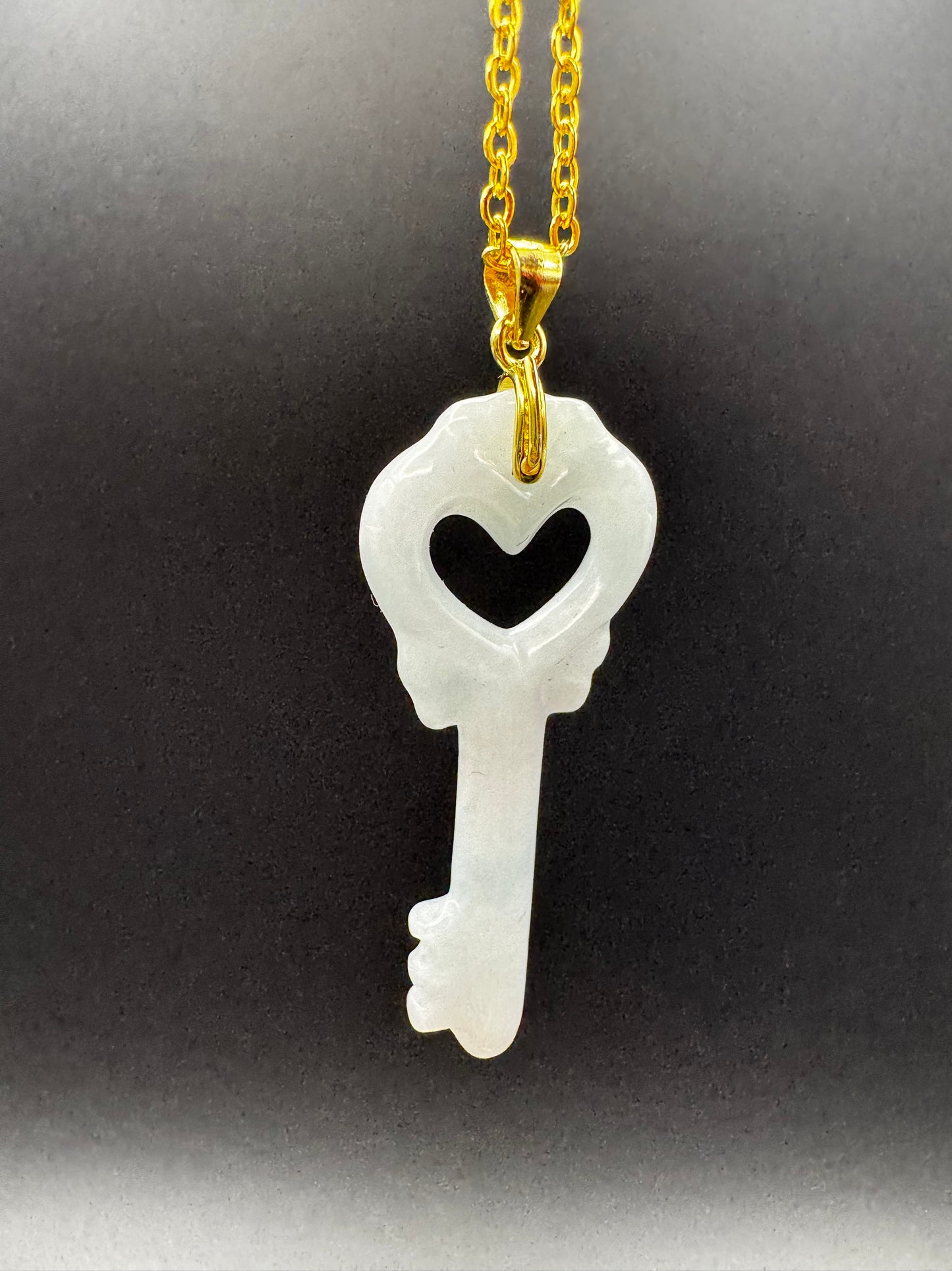 Jade Heart Key Pendant