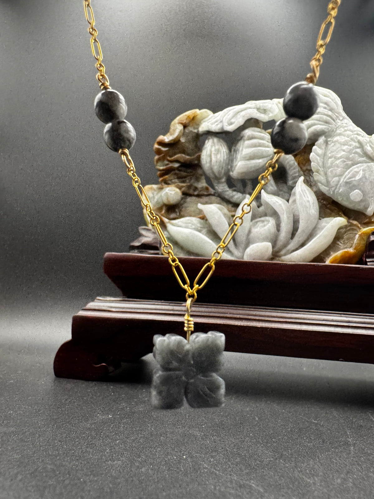 Wuji Jade on gold filled necklace