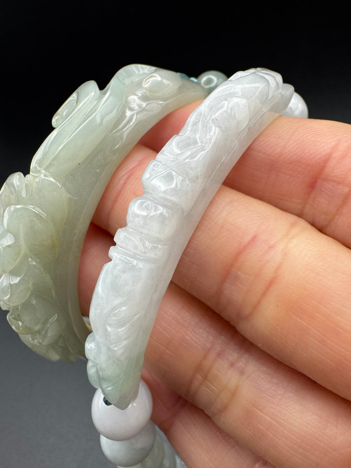 Jade Half Bangle on adjustable bracelet