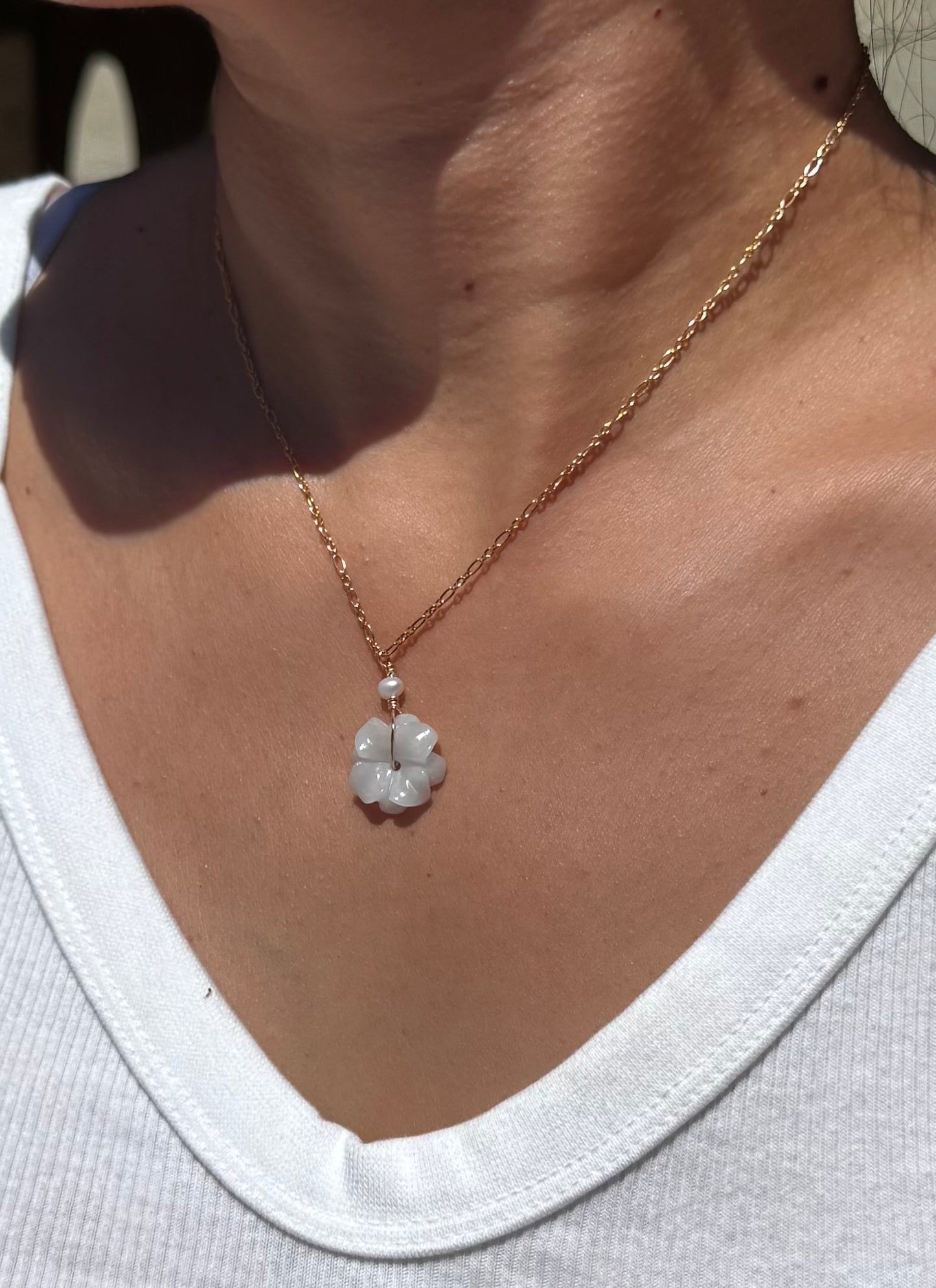 Jade Plumeria on Gold Filled