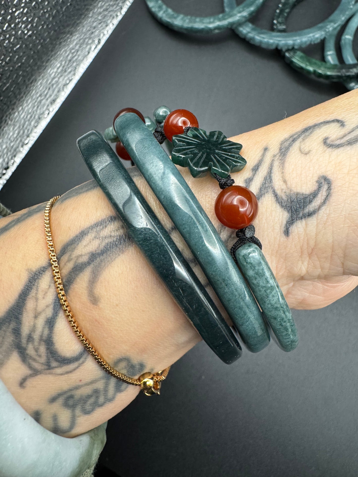 Blue Water Jade Filipino Sun Half Bangle