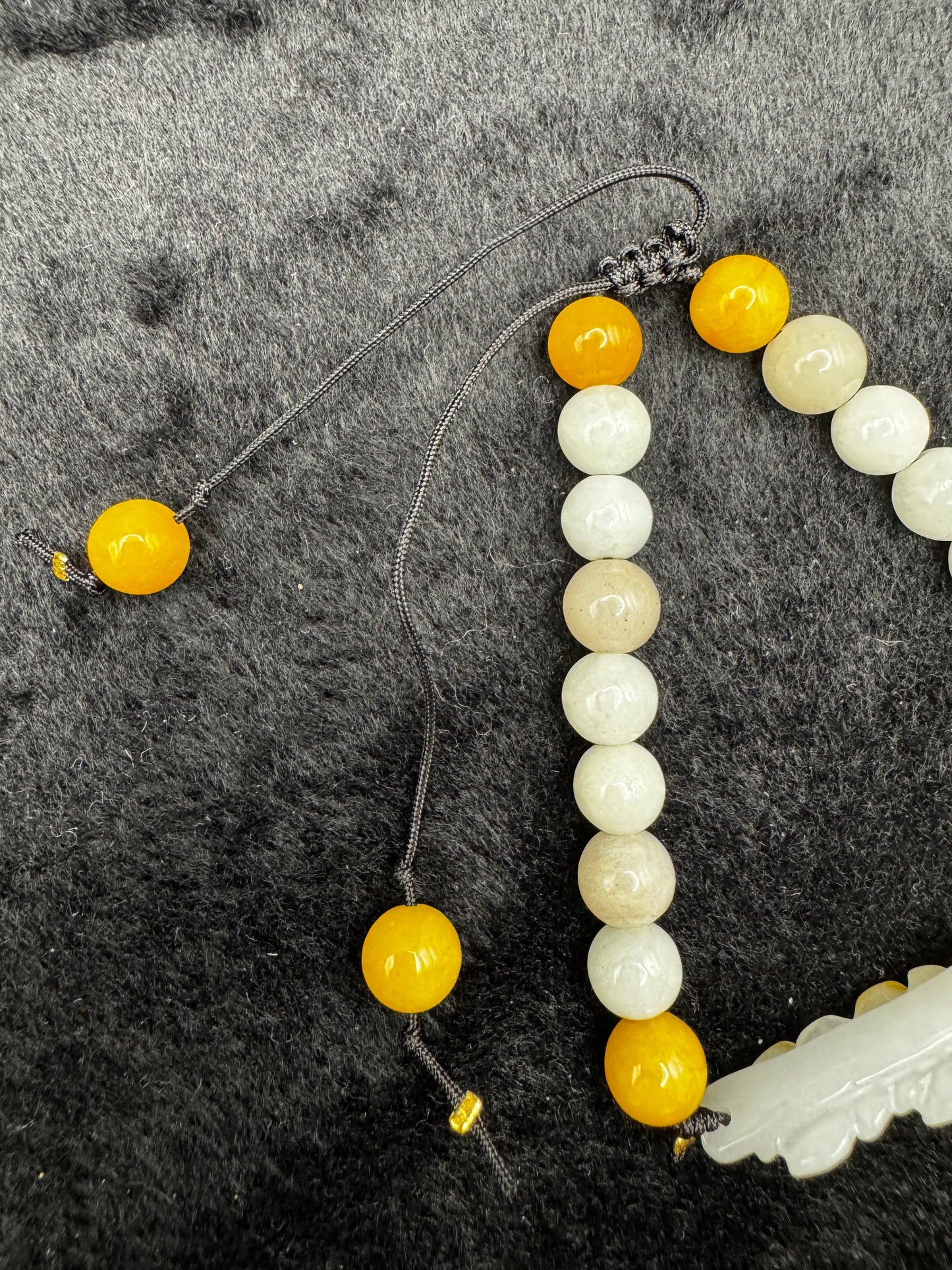 Adjustable Jade Bead Bracelet with Half Bangle Design