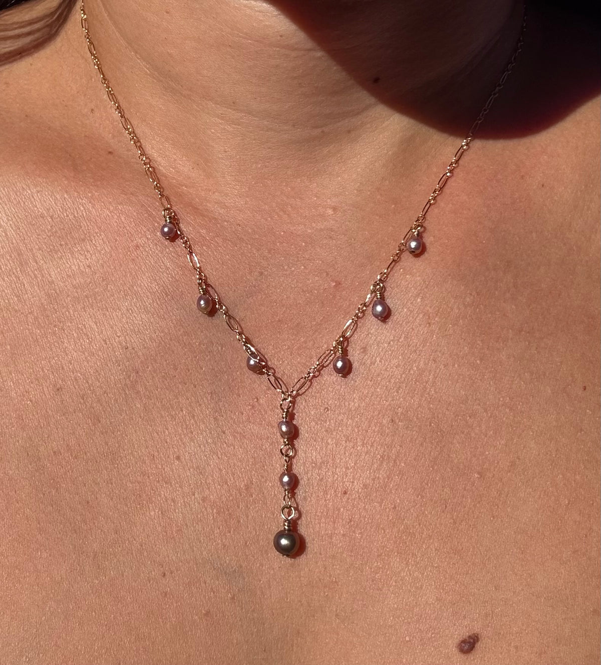 Fresh water pearls on a gold filled chain