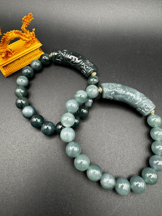 Blue Water Jade Half Bangle