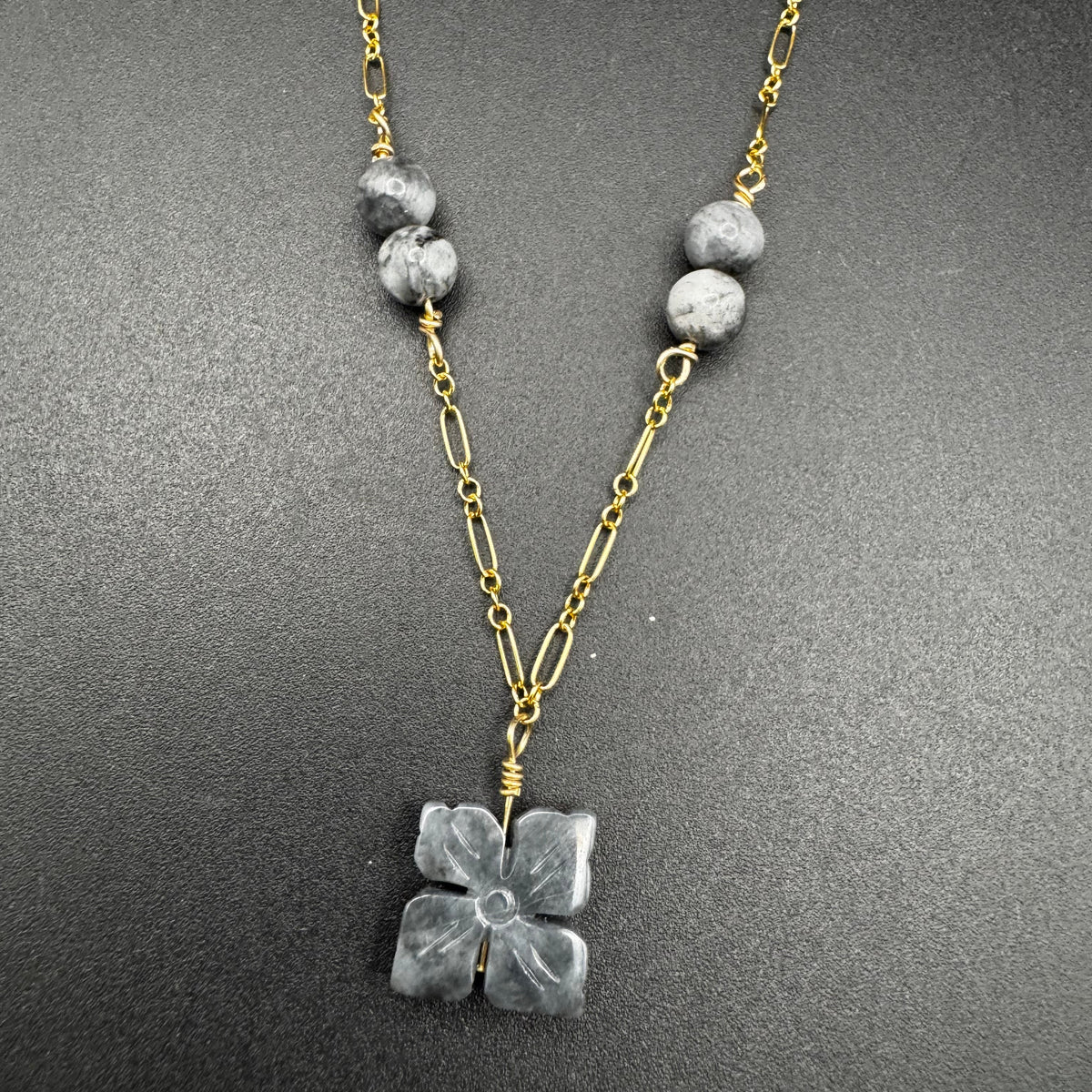 Wuji Jade on gold filled necklace