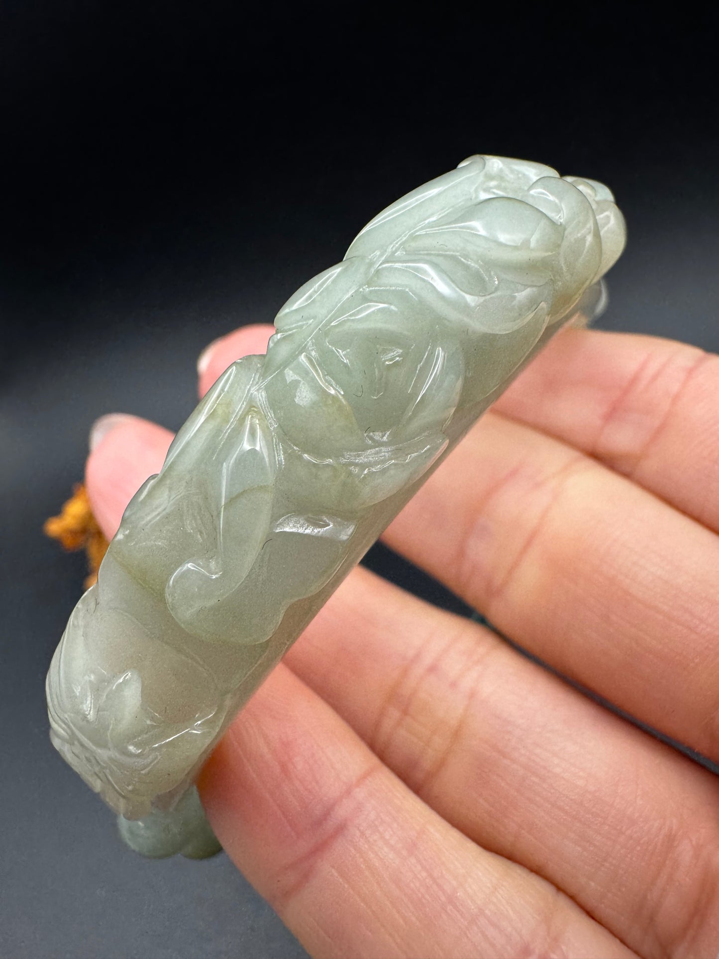 Jade Half Bangle on adjustable bracelet