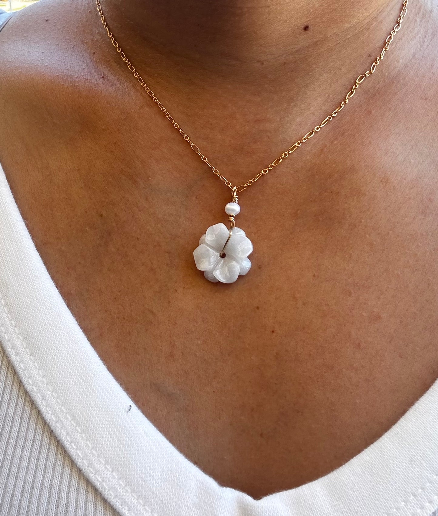 Jade Plumeria on Gold Filled