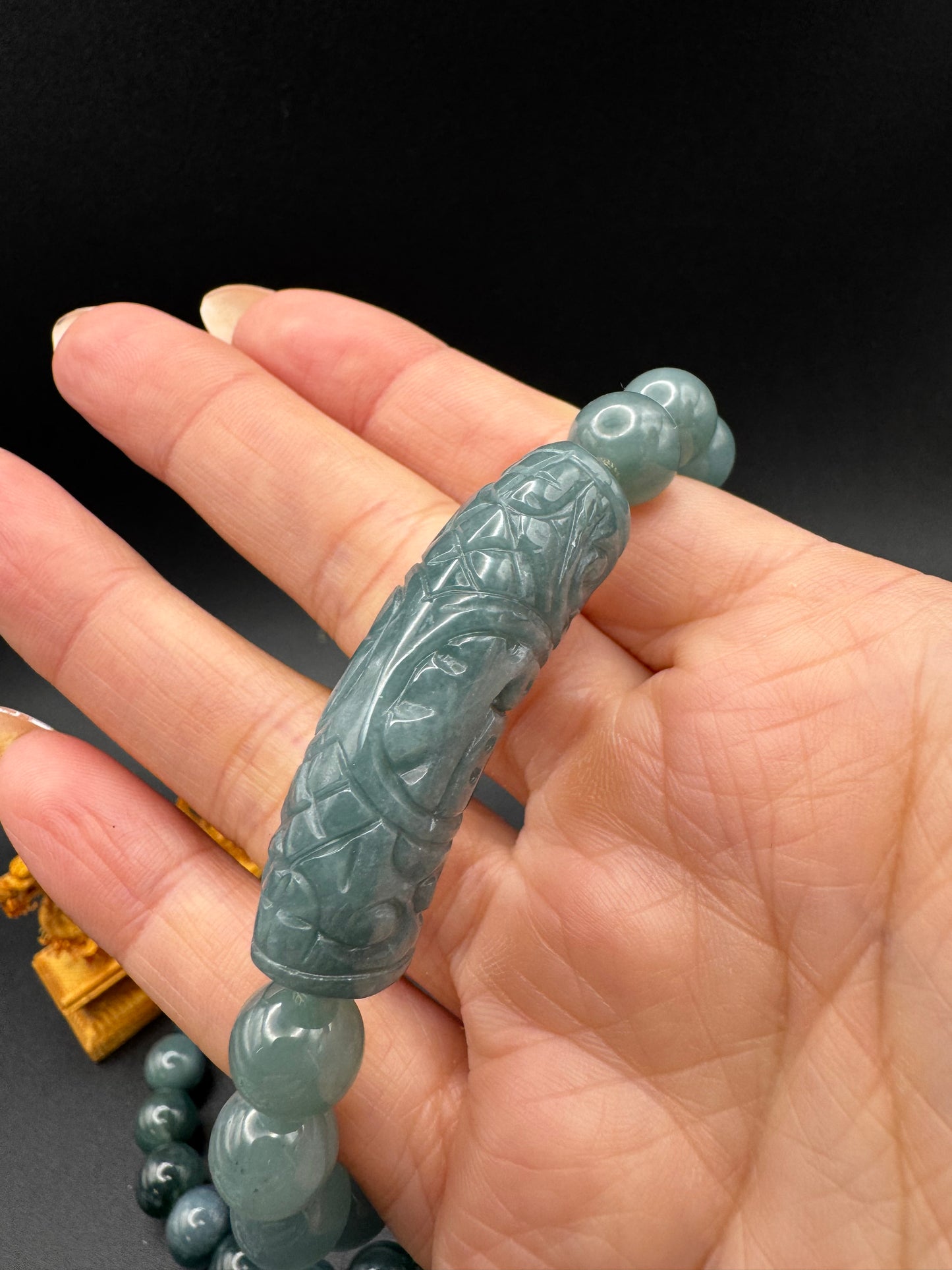 Blue Water Jade Half Bangle
