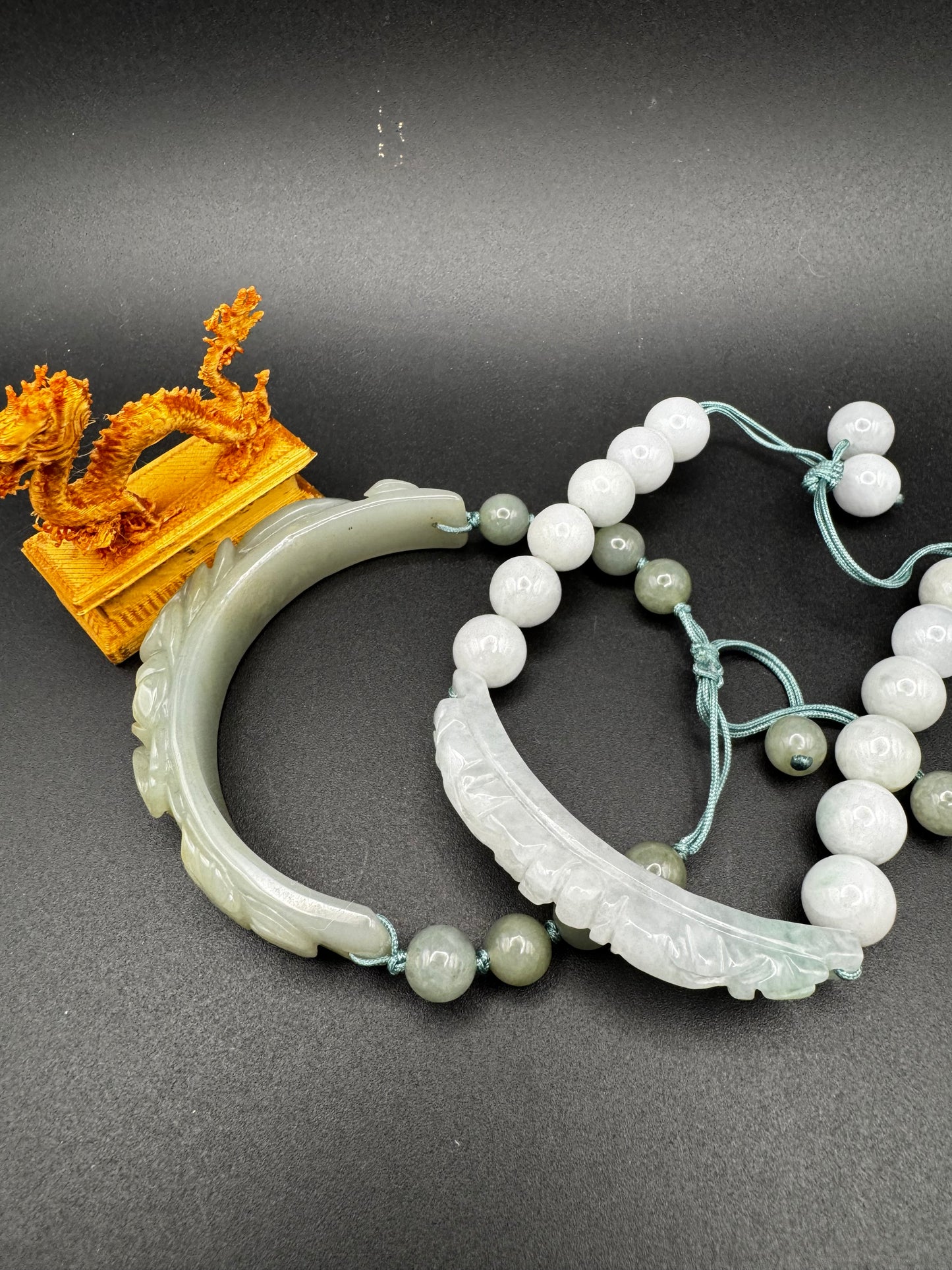 Jade Half Bangle on adjustable bracelet