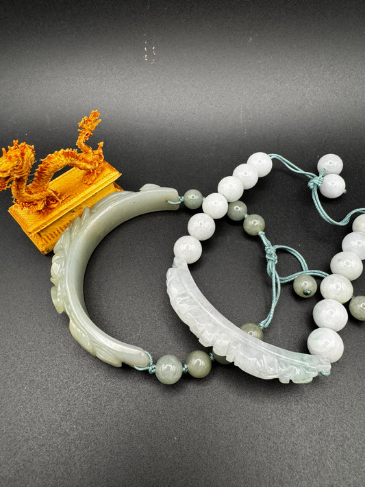 Jade Half Bangle on adjustable bracelet