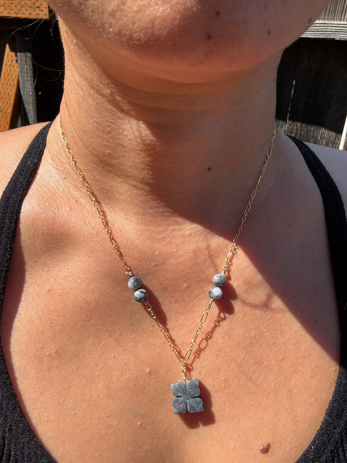 Wuji Jade on gold filled necklace