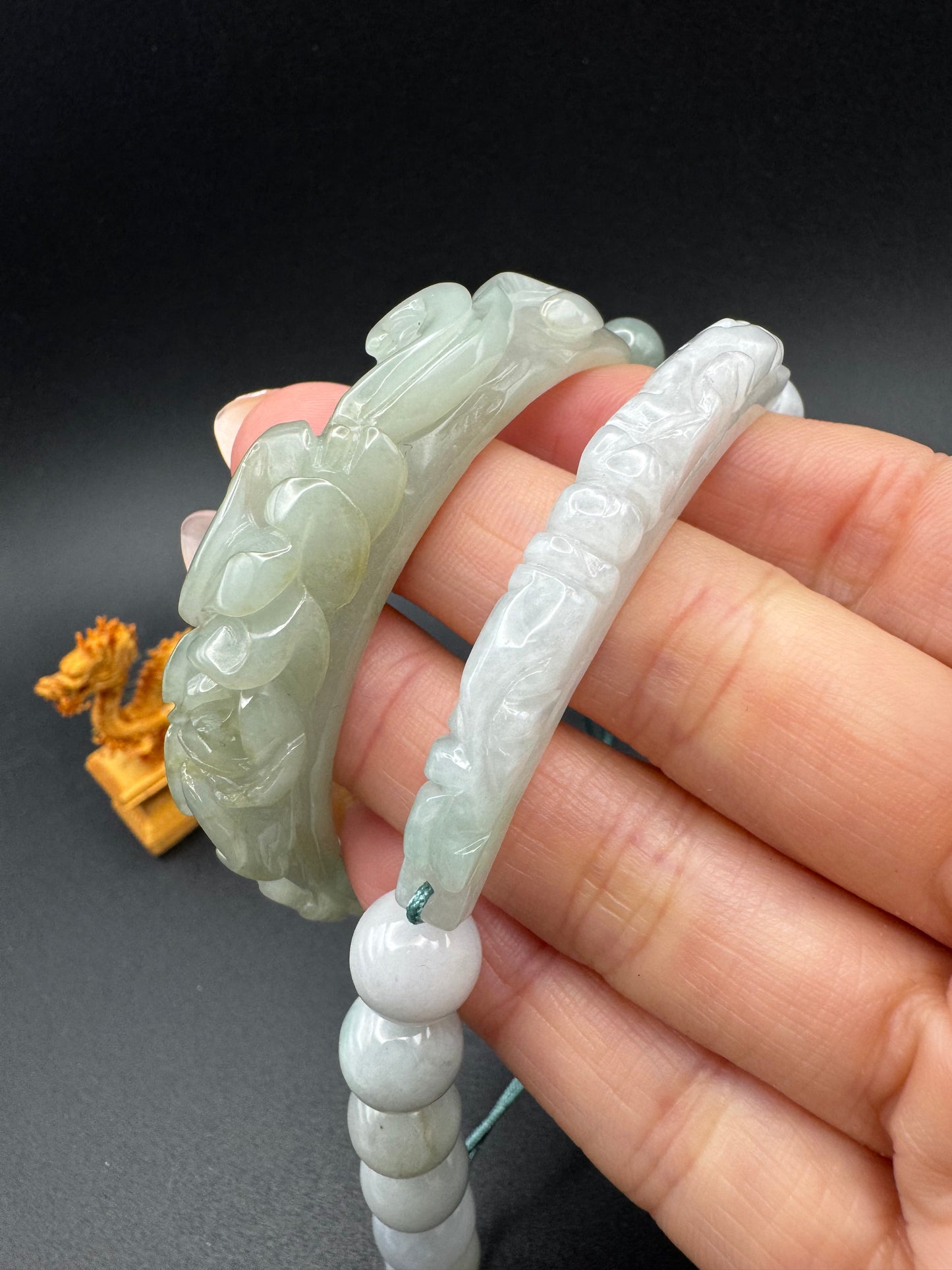 Jade Half Bangle on adjustable bracelet