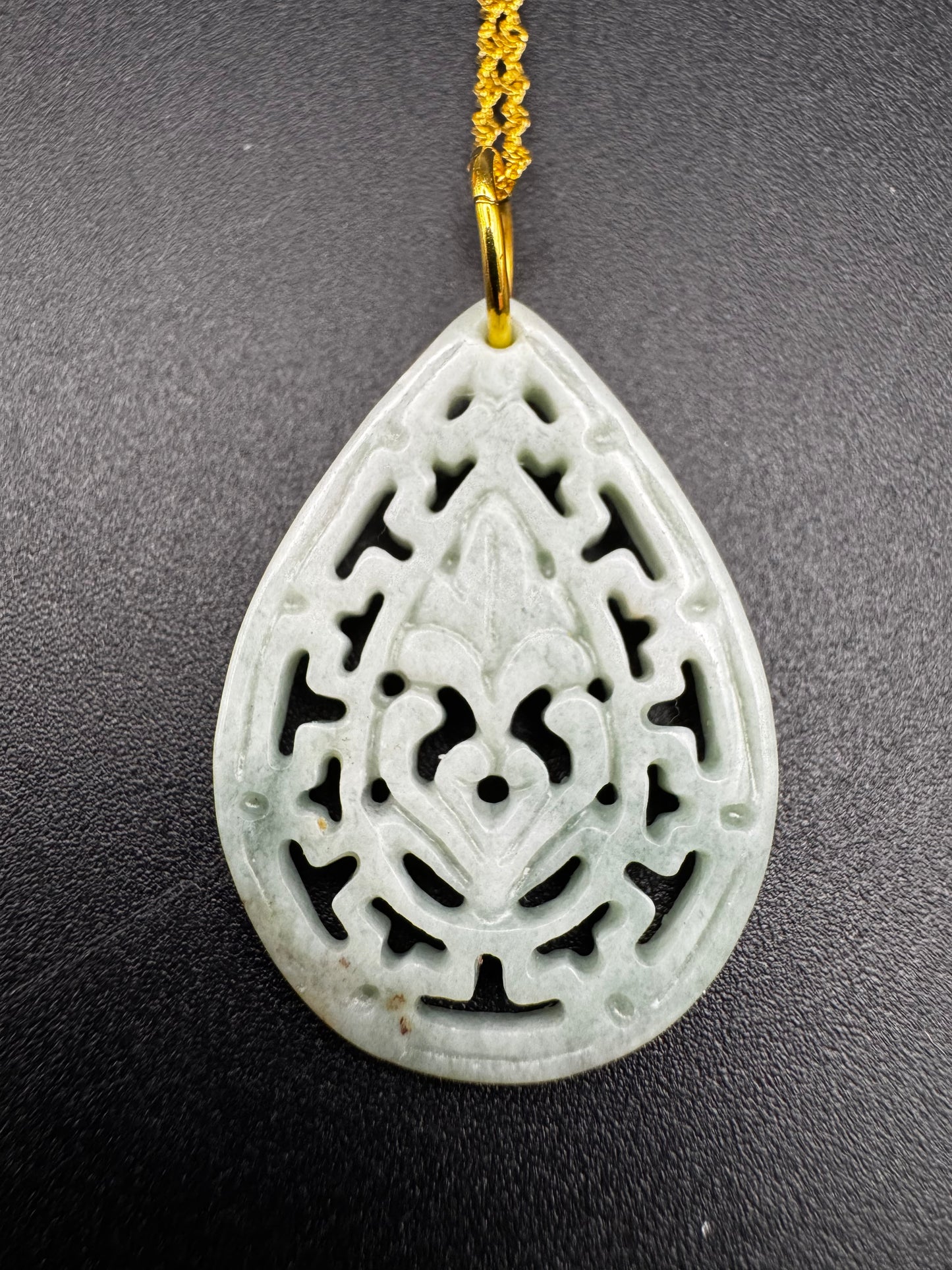 Tear Shaped and Carved Jade Pendant