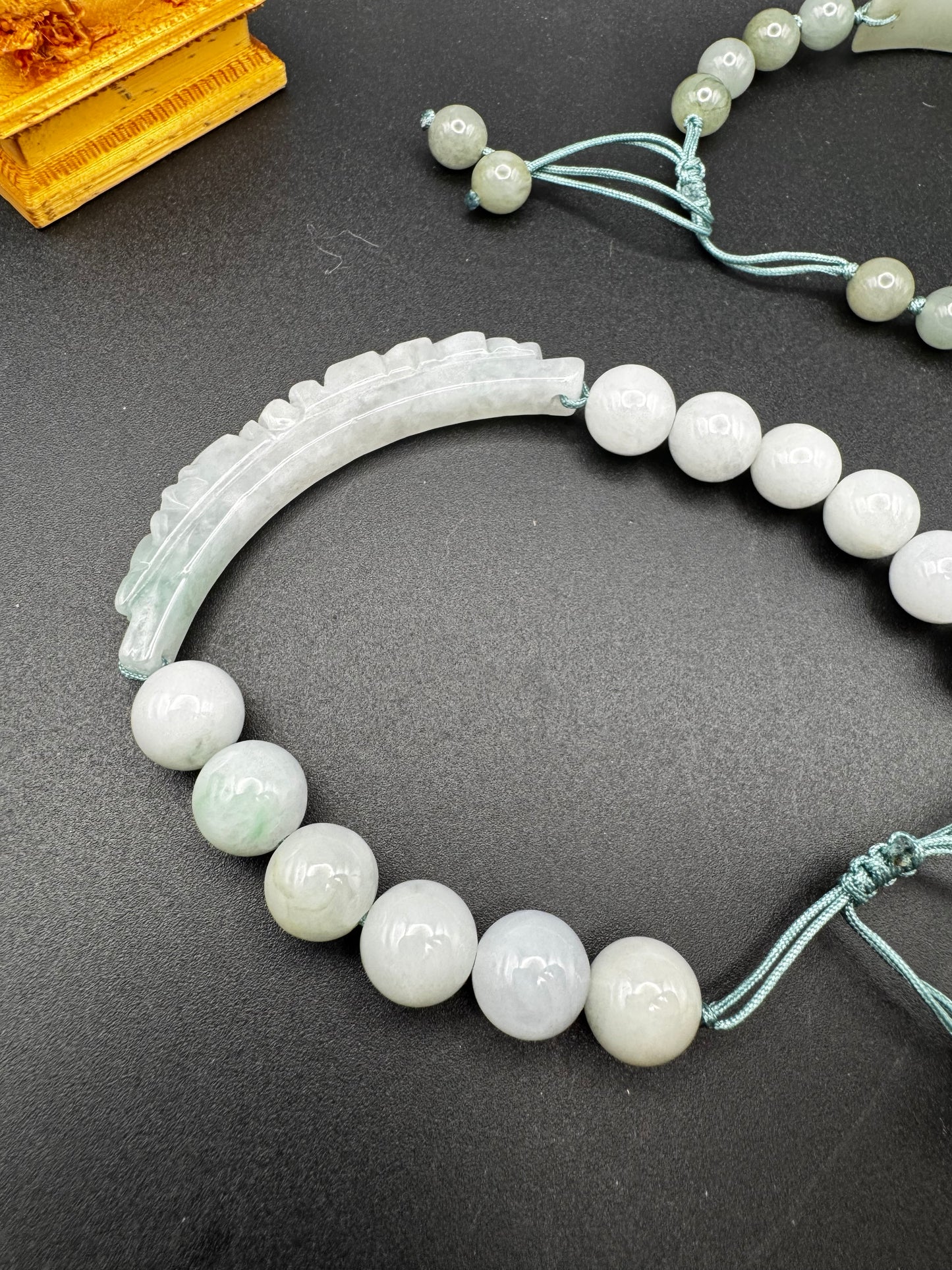 Jade Half Bangle on adjustable bracelet