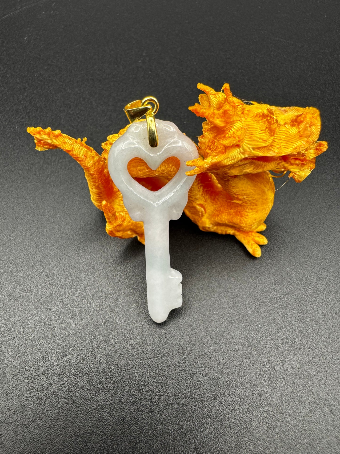Jade Heart Key Pendant